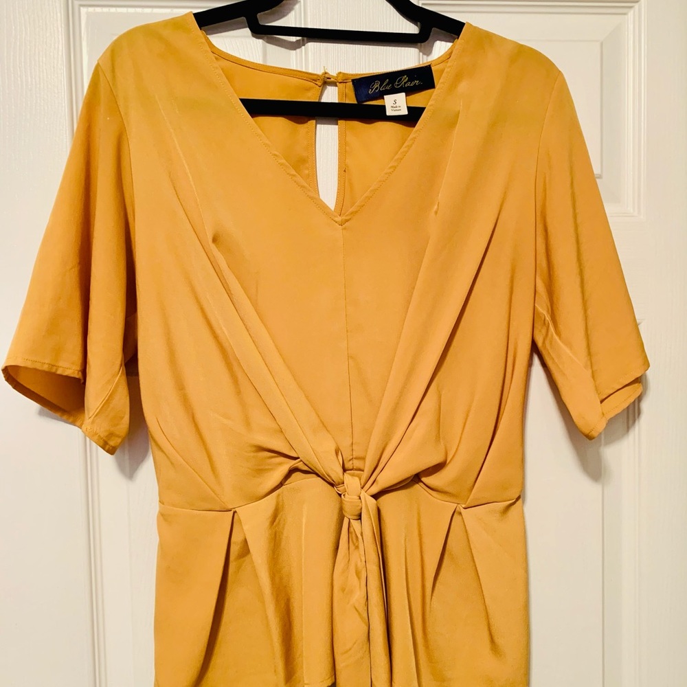 Francesca’s Blue Rain Mustard Blouse